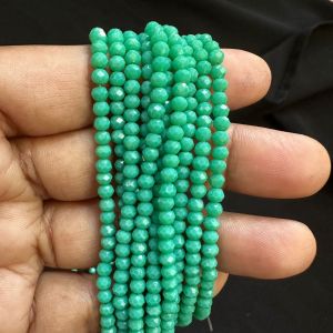 Glass Opaque Crystals, Rondelle,3mm,Sea Green, Pack of 4 Strings