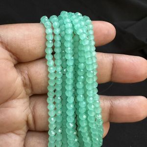 Glass Opaque Crystals, Rondelle,3mm,Sea Blue, Pack of 4 Strings