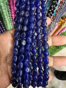 Natural Quartz Beads, (Oval), 8x10mm, Royal Blue