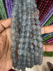 Natural Quartz Beads, (Oval), 8x10mm, Light Grey