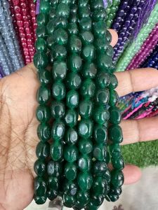 Natural Quartz Beads, (Oval), 8x10mm, Dark Green