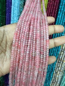 2x4mm Blue Agate Faceted Rondelle Gemstone Bead Choker Necklace - 18 Inch, Handmade, Silver Plated