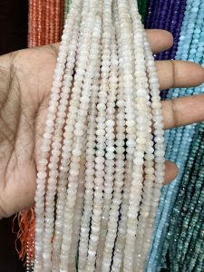 Agate Rondelle, 4x2mm, Half white