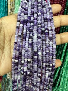 Agate Rondelle, 4x2mm,Purple dark and light shade