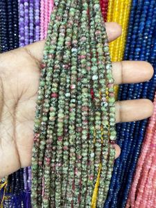 Agate Rondelle, 4x2mm,Green and pink