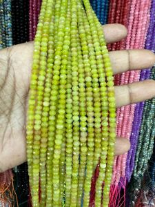 Agate Rondelle, 4x2mm,Parrot green double shade