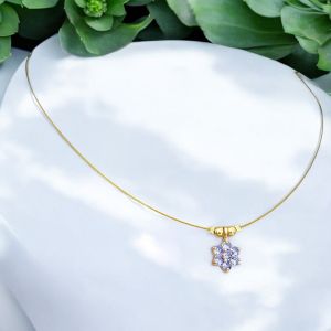 AD Flower Pendant In Invisible Wire ,Purple