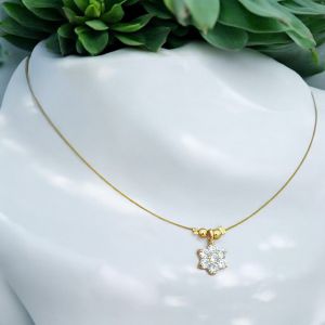 AD Flower Pendant In Invisible Wire , Crystal White