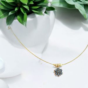 AD Flower Pendant In Invisible Wire ,Black