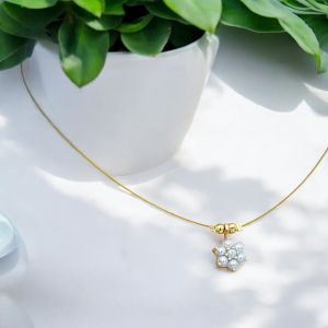 AD Flower Pendant In Invisible Wire ,Pearl White
