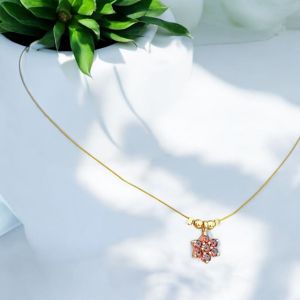 AD Flower Pendant In Invisible Wire ,Orange