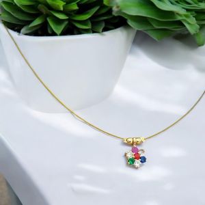 AD Flower Pendant In Invisible Wire ,Multicolor