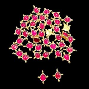Jadau drops, 4 holes,Pink, Sold by 1 pc
