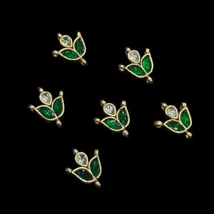 Jadau charms, leaf, Green, sold by 2 piece