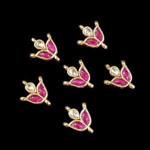 Jadau charms, leaf,Pink, sold by 2 piece