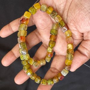 Natural Square Agate Beads, 8mm,Yellow (Double Shade)
