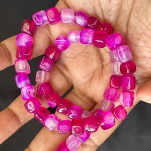 Natural Square Agate Beads, 8mm,Pink (Double Shade)