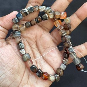 Natural Square Agate Beads, 8mm,Black (Double Shade)