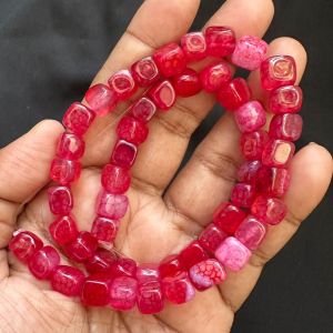 Natural Square Agate Beads, 8mm,Cherry Red (Double Shade)