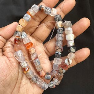 Natural Square Agate Beads, 8mm,White (Double Shade)