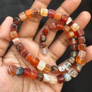 Natural Square Agate Beads, 8mm,Brown (Double Shade)
