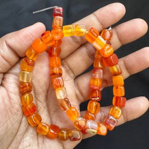 Natural Square Agate Beads, 8mm,Light Orange(Double Shade)
