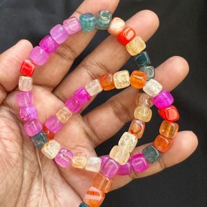Natural Square Agate Beads, 8mm,Multicolor (Double Shade)