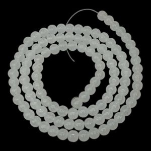 8mm, Glass Beads, Round, Half White