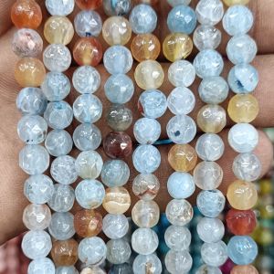 Agate Beads, Round, 6mm,Double Shade,Sky Blue