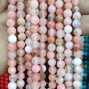 Agate Beads, Round, 6mm,Double Shade,Baby Pink
