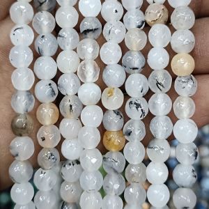 Agate Beads, Round, 6mm,Double Shade,White