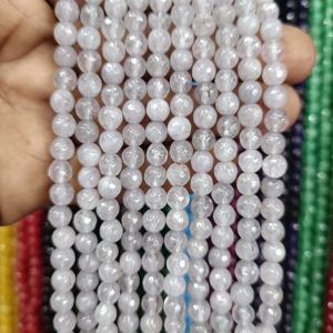 Agate Beads, Round, 6mm,Half White