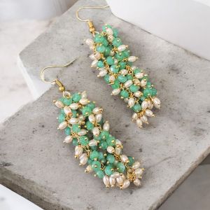 Agate and Pearl Dangler Earrings