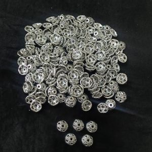 Metal Beads,Silver,flower, 10 mm,Pack Of 50 Grams