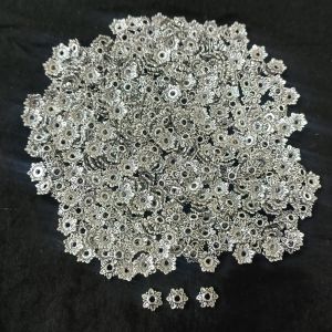 Metal Beads,Silver,flower, 6mm,Pack Of 50 Grams