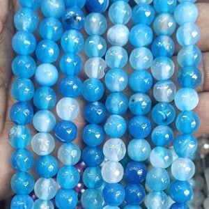 Agate Beads, Round, 8mm,Double color,Sky Blue