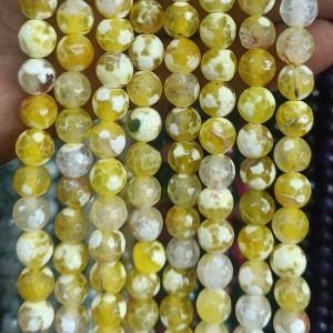 Agate Beads, Round, 8mm,Double color,Greenish Yellow