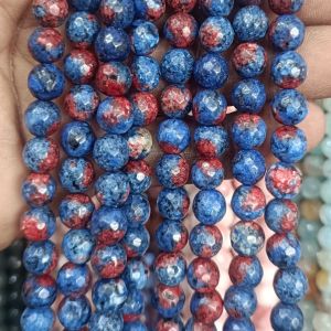 Agate Beads, Round, 8mm,Double color,Dark Blue and Red