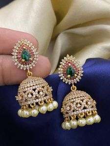 CZ Jhumkas,Multicolor
