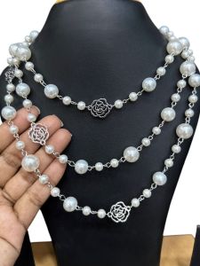 Fancy Pearl Necklace, 4 in 1 Necklace,Cream