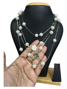 Fancy Pearl Necklace, 4 in 1 Necklace,Cream 