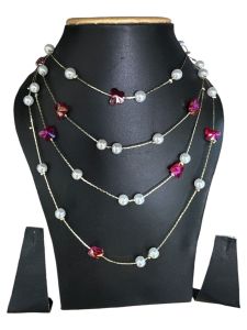 Fancy Pearl Necklace, 4 in 1 Necklace,Cream 