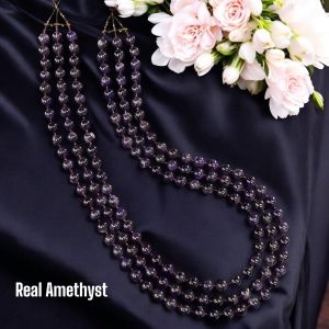 Real Amethyst necklace in 3 layers            