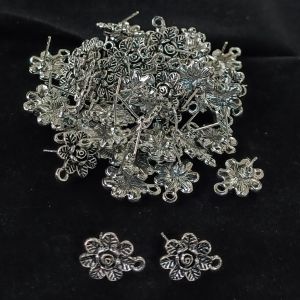 Earstud Post - Antique Silver, flower(Rose), Pack Of 5 Pairs
