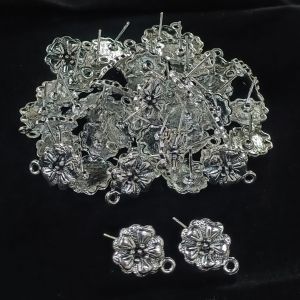 Earstud Post - Antique Silver,Flower, Pack Of 5 Pairs