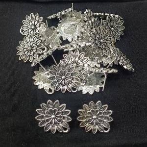 Earstud Post - Antique Silver,Flower, Pack Of 5 Pairs