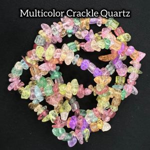 Natural Gemstone Chip Beads,5-6 mm,Multicolor Crackle Quartz