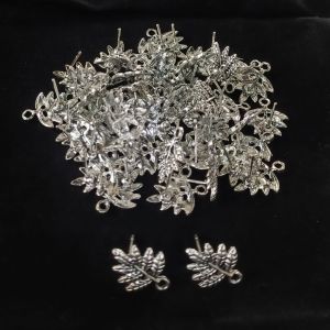 Earstud Post - Antique Silver,Leaf, Pack Of 5 Pairs
