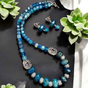 Elegant Onyx Beads Necklace – Handcrafted with victorian spacers - A Gemstone Jewellery