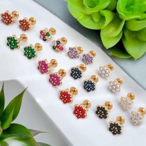 AD Flower earrings,Assorted, Pack of 10 pairs